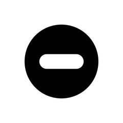Poster - A black circle with a white horizontal line in the center representing subtraction or removal symbol icon