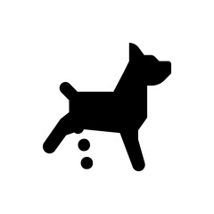 Poster - Silhouette of a dog standing with its leg raised and two circles below it, representing urination, black and white