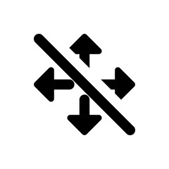 Poster - Black arrows pointing in four directions crossed out with a thick diagonal line on white background