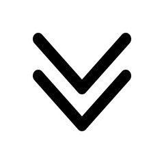 Aufkleber - Two downward pointing chevron arrows stacked vertically in a simple black and white graphic design style