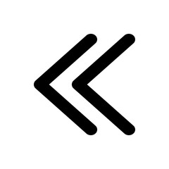 Poster - Two left pointing chevron arrows stacked diagonally in black on a white background indicating back or rewind