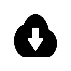 Poster - Black cloud with a white arrow pointing down indicating a download from the cloud storage service icon image