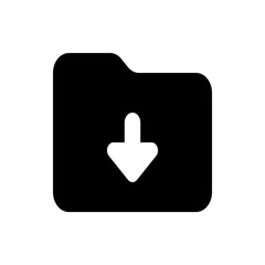 Poster - Black folder icon with a white download arrow pointing down indicating file download operation exactly 100