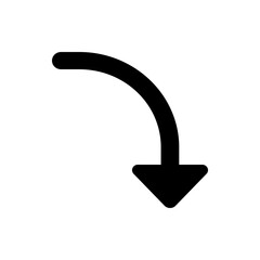 Poster - A curved arrow pointing downwards in black color isolated on white background indicating a directional change