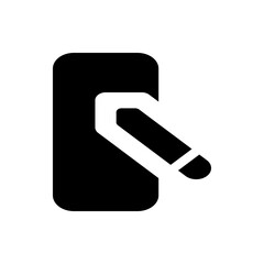 Poster - Black rectangle with rounded corners and a white pen leaning against it in a minimalist style drawing