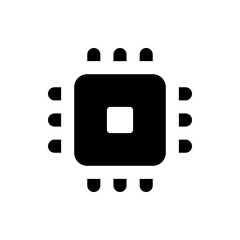 Poster - Illustration of a black computer chip with rounded edges and a white square in the center design icon