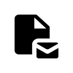 Poster - black document icon with folded corner next to a black envelope icon on a white background design vi