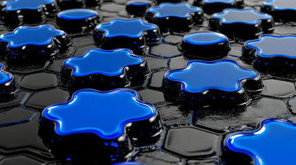 Poster - Abstract Blue Hexagonal Pattern 3D Render