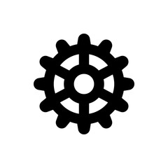 Poster - A black gear icon with a white center and rounded teeth, isolated on a white background for settings