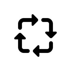 Poster - Black arrows forming a square rotation loop representing process cycle and continuous flow in simple design