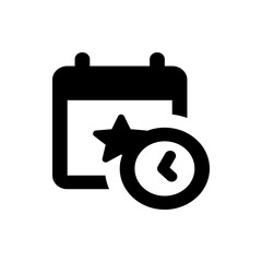 Poster - Black calendar icon with a star and clock indicating an important scheduled event reminder or deadline