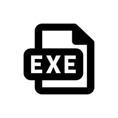 Poster - Black and white icon depicting a file with the exe extension displayed prominently on the file body itself