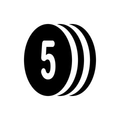 Poster - A black circle with the number five inside and three semi circles overlapping on the right side of the circle