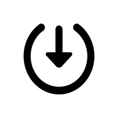 Poster - A simple black download icon featuring an arrow pointing downwards inside a circular shape design element