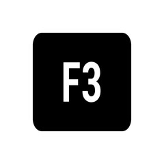 Poster - Illustration of a black rounded rectangle with the white text f three centered inside the shape design