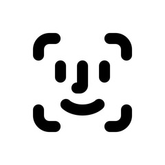 Poster - Stylized face icon with rounded features suggesting a simple digital representation of facial recognition