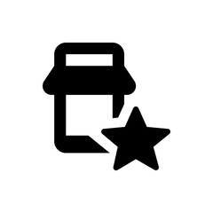 Poster - Black silhouette of a store front with an adjacent star shape indicating a favorite or highly rated shop