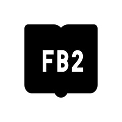 Poster - Illustration of a black rounded rectangle with the white letters fb and the number two inside it