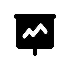 Poster - Illustration of a presentation board with a white line graph displayed on the black screen surface area