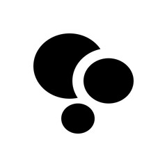 Poster - Three black circles of varying sizes arranged in a cluster on a white background in simple graphic style