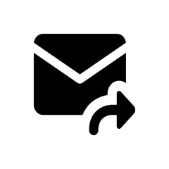 Poster - black and white graphic of an email envelope with a curved arrow pointing to the right side of the i