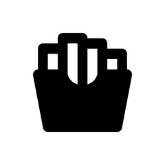 Poster - illustration of a black container filled with three white objects with rounded top edges and square 