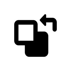 Poster - Black square with rounded corners and a white square inside, with a curved arrow pointing leftward