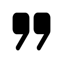 Poster - Illustration of a pair of quotation marks in black with a simple design on a white background plain style