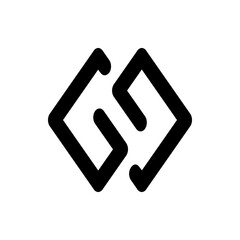 Poster - Two abstract geometric shapes with rounded corners and thick black outlines connected in the center design