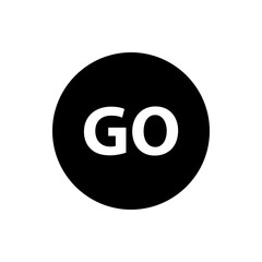 Poster - A black circle containing the word go in white letters centered within the shape for visual communication use