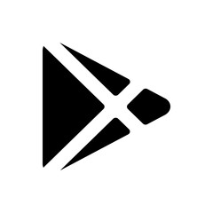 Poster - Black and white abstract play button icon with geometric shapes and sharp edges forming the design