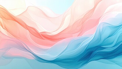 Poster - Fluid waves of color abstract art digital design soft tones aerial view vibrant aesthetics