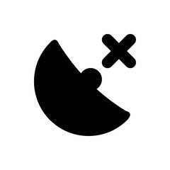Poster - Illustration of a black satellite dish with a small circle and a cross on a white background design icon