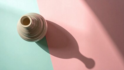 Poster - Artistic clay vase on colorful background still life photography minimalist design soft lighting contemporary concept