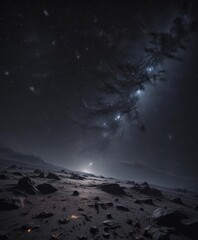 Wall Mural - dark canvas, countless twinkling stars, cosmic dust , landscape, milky way
