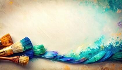 Poster - Creative painting techniques art studio image background colorful environment overhead view artistic expression
