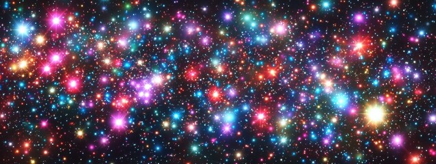 Poster - A vibrant, colorful illustration of a starfield, showcasing numerous bright stars in various colors against a dark, cosmic background.  The image is rich in detail and evokes a sense o : Generative AI