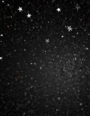 Wall Mural - silver glitter star pattern on black, festive twinkle effect, winter, light