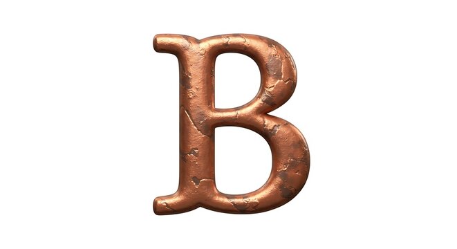 Isolated copper letter B on white background