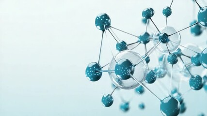 Poster - Abstract Representation of Molecular Structure with Connected Atoms and Lines on a Soft Blue Background 4k video footage