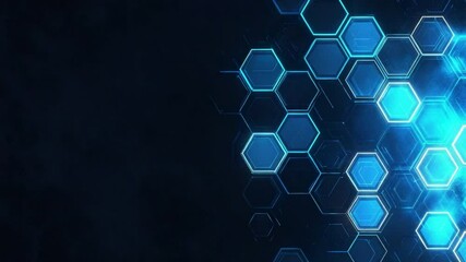 Poster - Abstract blue hexagonal pattern background with glowing light effects and modern digital elements for technology themes 4k video footage