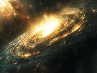 Poster - Cosmic Majesty: A Stunning Render of a Galactic Core Formation in Space