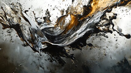 Poster - Abstract liquid explosion with mixed metallic texture and dynamic motion