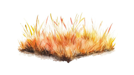 Poster - Elegant watercolor painting of dried grass patch, showcasing autumn colors