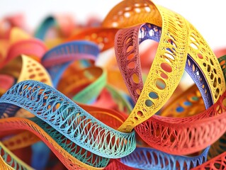 Poster - Detailed Abstract Composition with Intertwined, Textured, and Colored Strands
