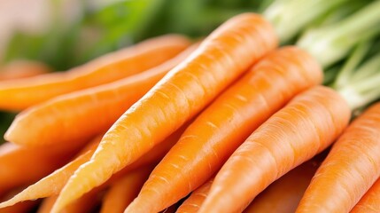 Aufkleber - A close up shot of a bunch of fresh, vibrant orange carrots with their green tops slightly visible, showcasing their texture and color. : Generative AI