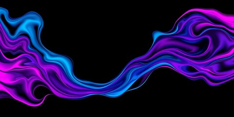 Poster - Abstract wave of vibrant colors on a black background showcasing fluid motion and dynamic hues