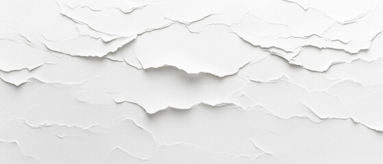 Leinwandbilder - Abstract white textured background with layered, torn paper effect, creating a dramatic, uneven surface with peaks and valleys of light and shadow. : Generative AI