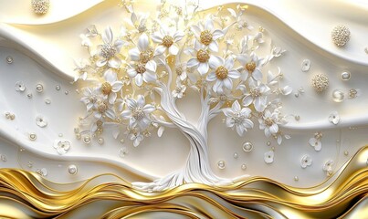 3D background with a white tree of life