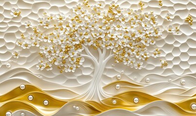 3D background with a white tree of life